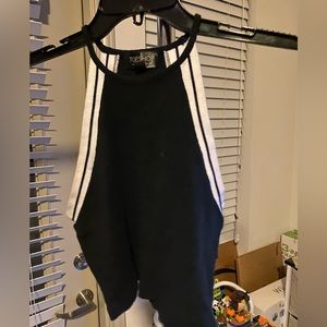 Halter tank top black and white